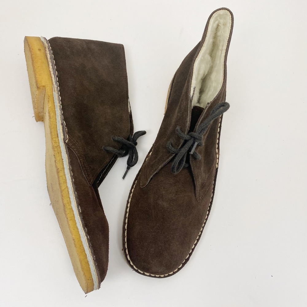 Desert Boot Faux Fur Lined Brown Suede Ankle Boot Womens Size 10 Gum Sole
